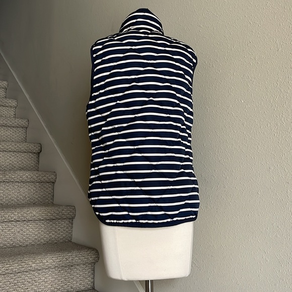 J. Crew Navy & White Striped, Mixed Blend Down Feather Puffer Vest - Picture 5 of 15